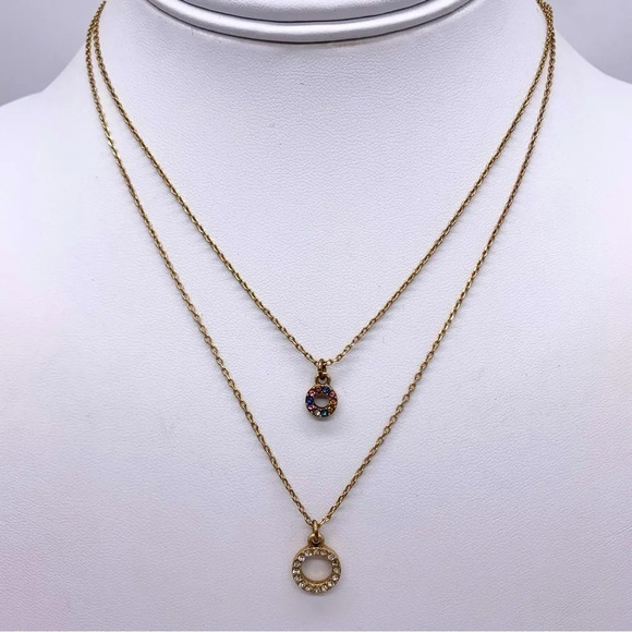 J. Crew Double Strand Dainty Jeweled Circle Necklace - Picture 1 of 3